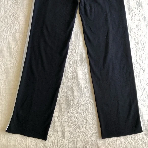 SANDRO PARIS Women’s Black High Waisted White Stripe Wide-Leg Knit Pants Sz 4